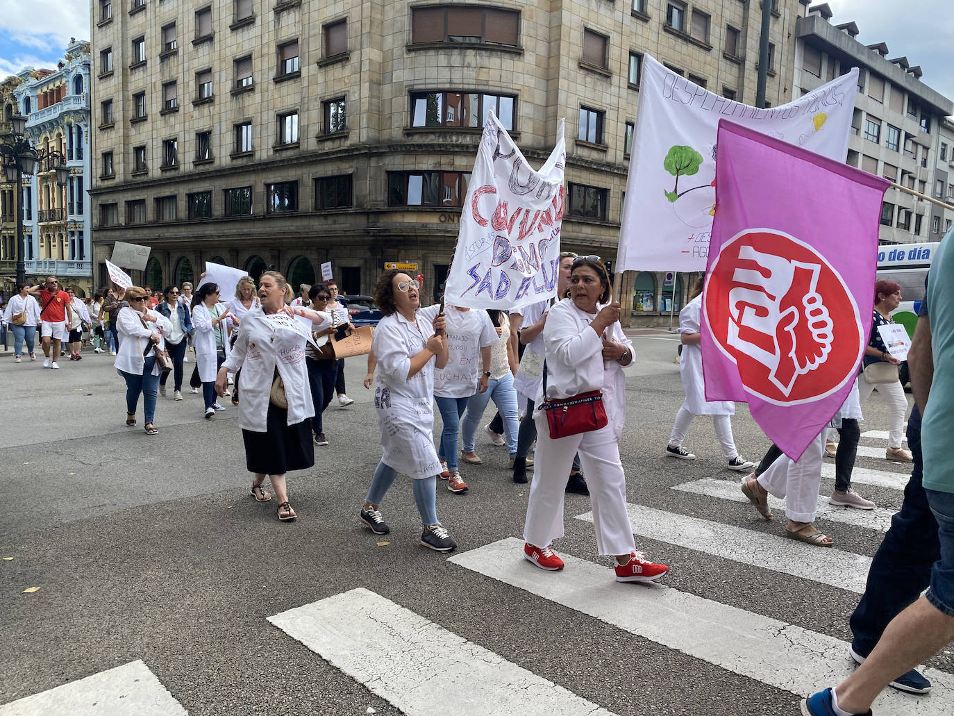 Fotos: La plantilla ayuda a domicilio toma las calles de Oviedo por un «convenio digno»