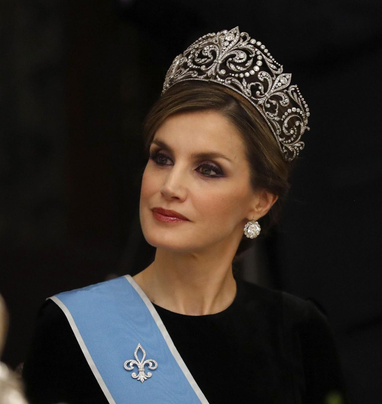 Doña Letizia, en una cena de gala en el Palacio Real. 