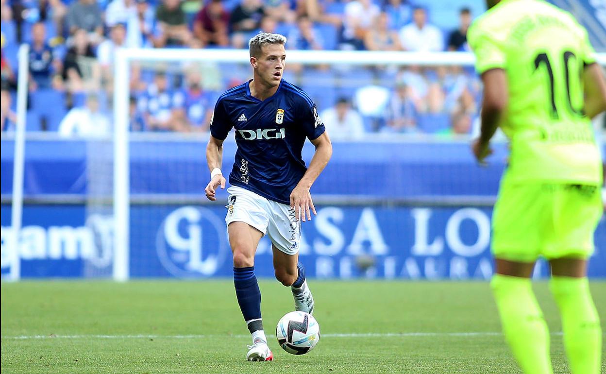 Rodri Tarín en el partido de Liga de Segunda División entre el Real Oviedo y el Leganés