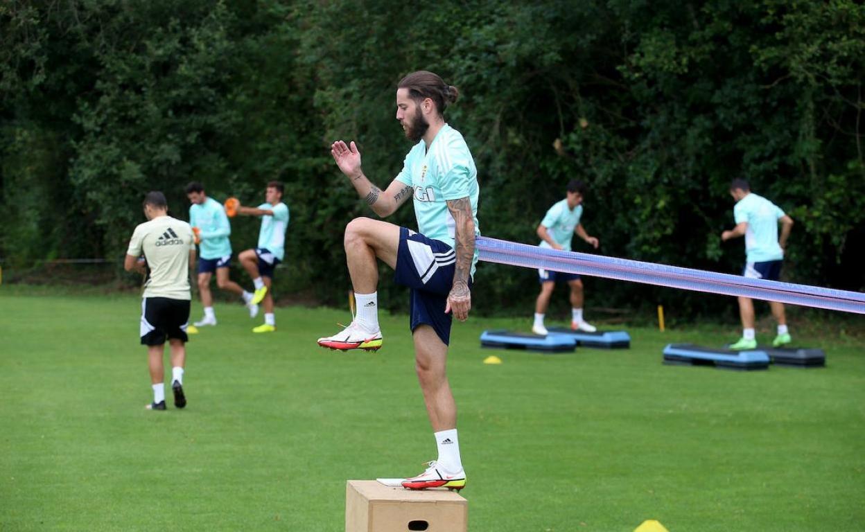 Miguelón, en un entrenamiento hace días. 