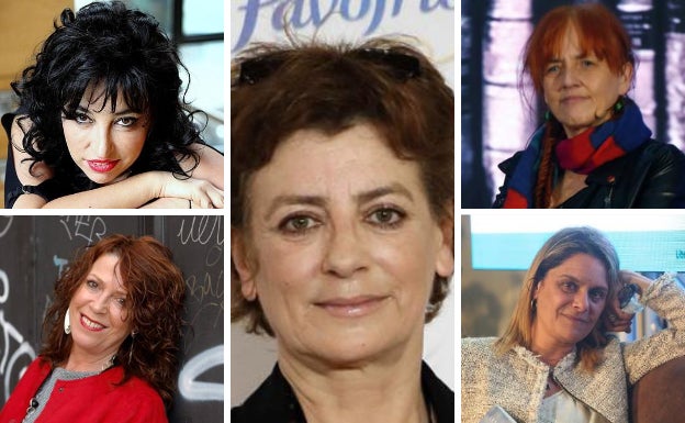 Las cinco escritoras asturianas más conocidas en el panorama literario actual: Ángeles Caso, Eugenia Rico, Pilar Sánchez Vicente, Lucía Castañón y Leticia Sierra.
