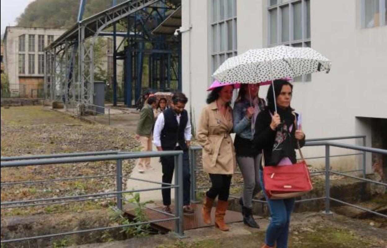 Los profesionales del sector turístico, en el pozo Santa Bárbara. 