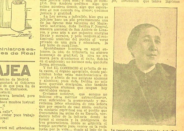 El retrato de Dionisia F. Nespral, en la portada de EL COMERCIO.