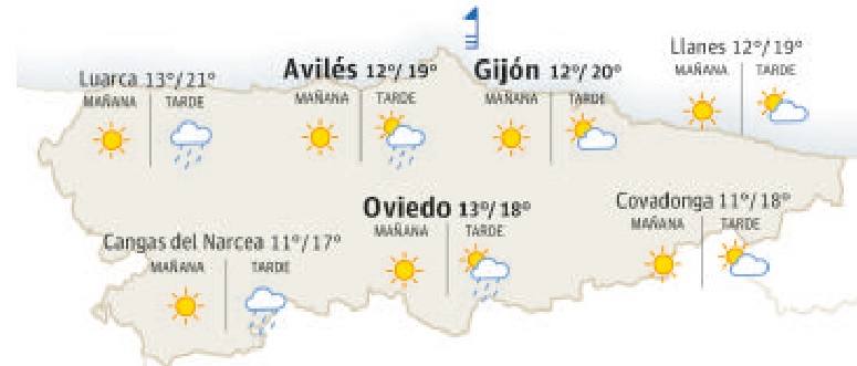 Lluvias a última hora de la Nochevieja en el oeste asturiano