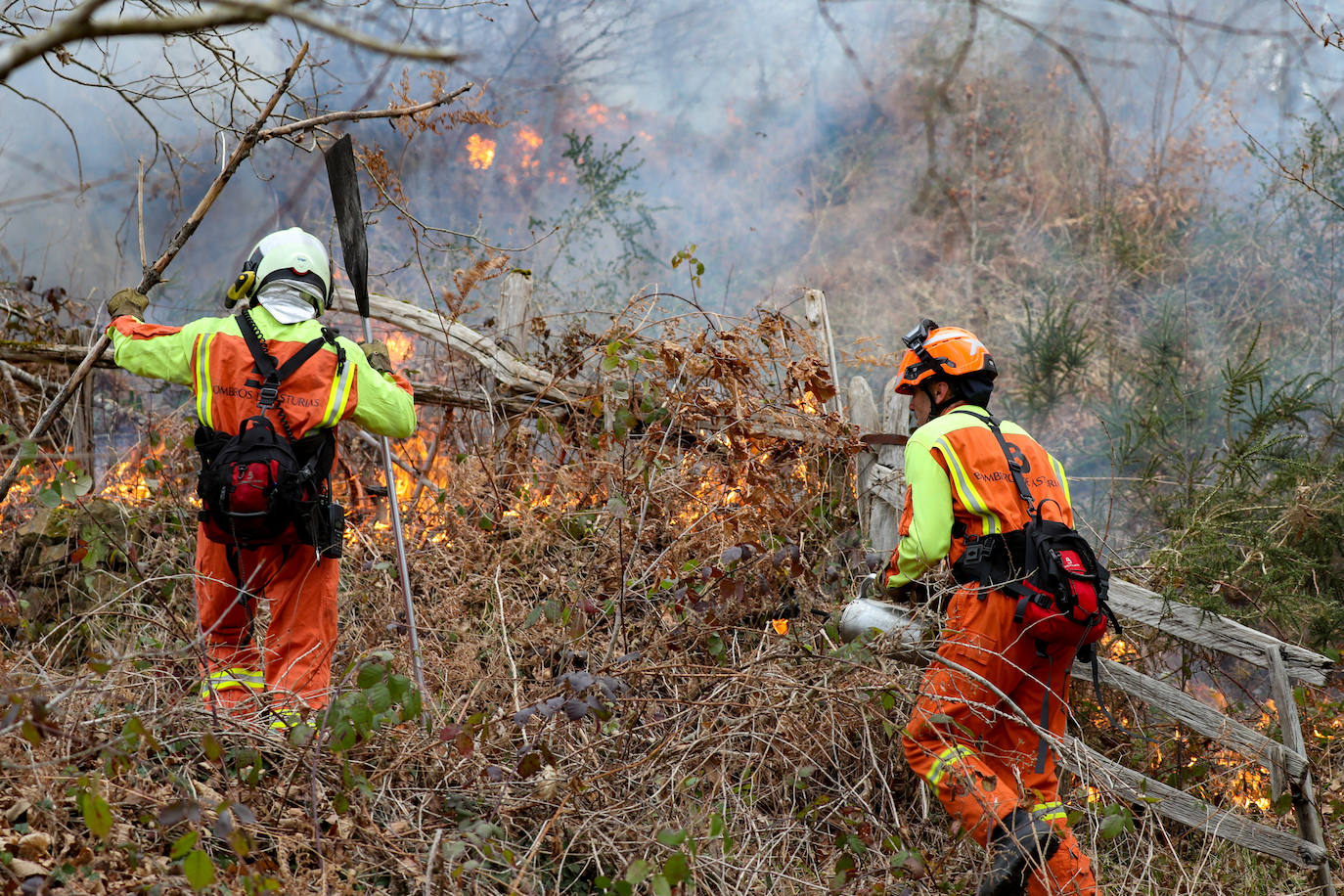 Lucha contra el fuego en Asturias