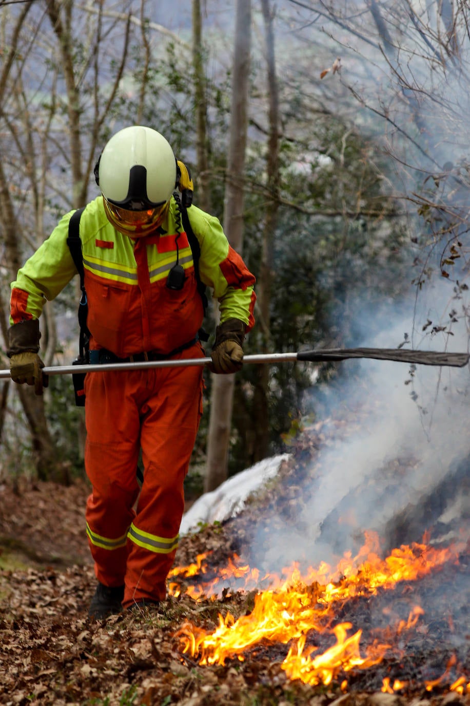 Lucha contra el fuego en Asturias