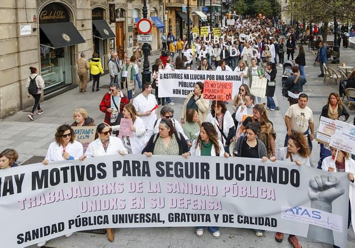 Trabajadores del Sespa, en su protesta del pasado sábado, en Gijón.