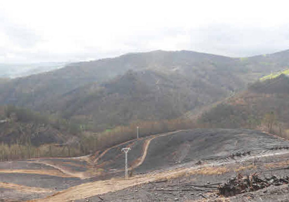 Un monte en Valdés arrasado por el fuego