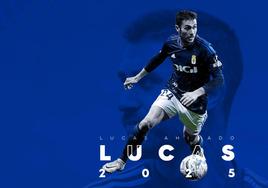 La imagen con la que el Real Oviedo ha anunciado la renovación del lateral Lucas Ahijado.