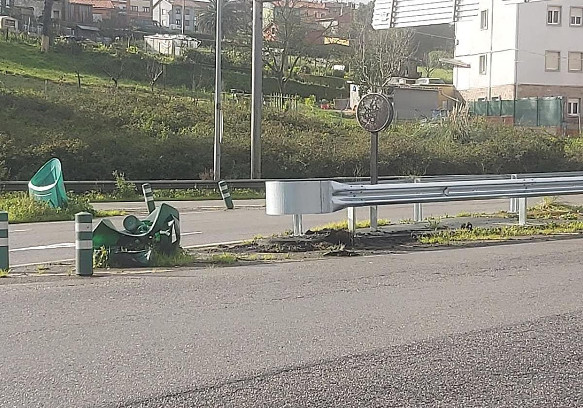 Protecciones sin reponer tras un accidente.