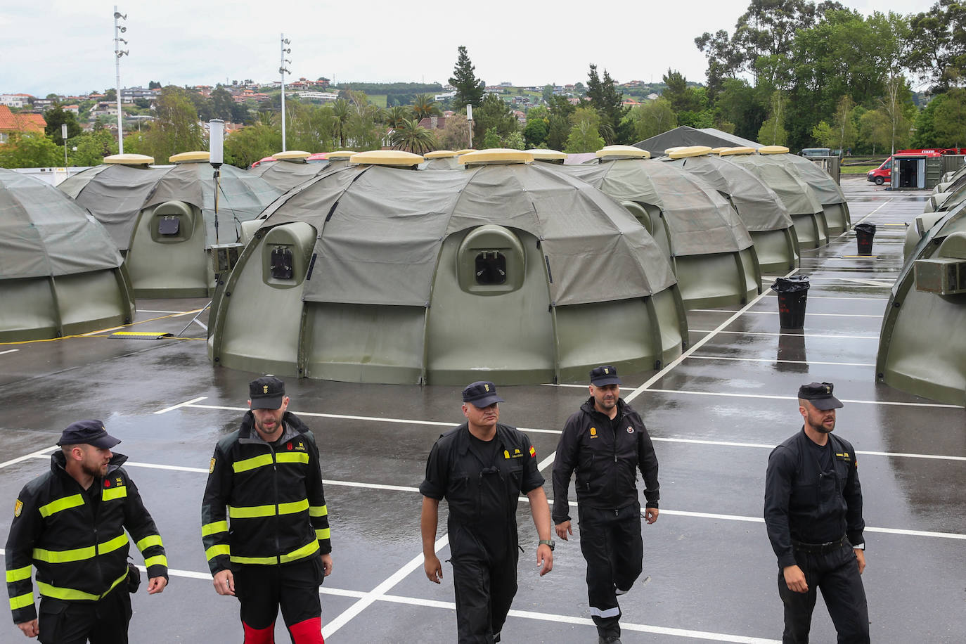 Así es el campamento de la UME en el parque de los Hermanos Castro de Gijón