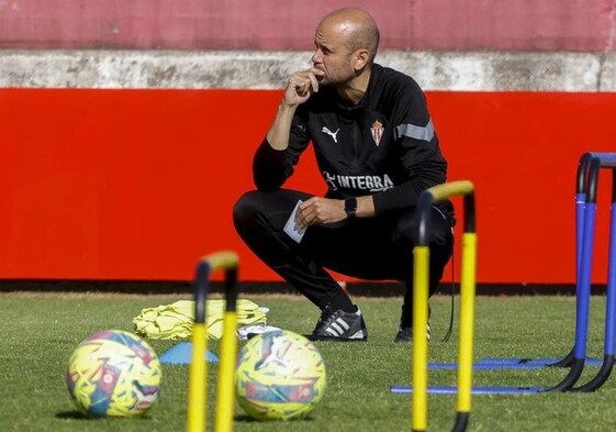 Miguel Ángel Ramírez, durante un entrenamiento en Mareo.