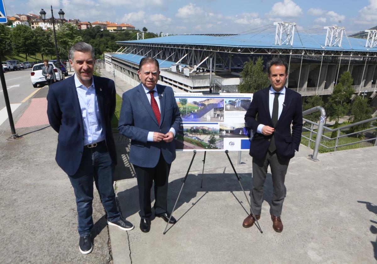 Martín Peláez, Alfredo Canteli y Nacho Cuesta, durante la presentación del proyecto.