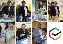 Los candidatos a la Alcaldía de Oviedo ejercen su derecho al voto.