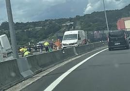 Obras en el corredor del Nalón a su paso por Lada, en Langreo.