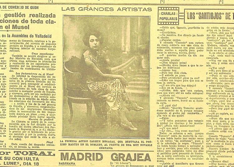 El retrato de Moragas, en portada de EL COMERCIO de hace un siglo.