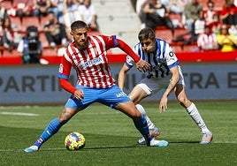 Jeraldino, en el partido contra el Alavés disputado en Gijón.