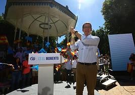 Feijóo, durante el mitin de este viernes en Oviedo.