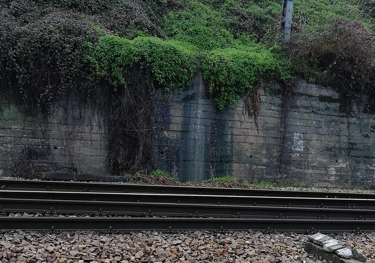 El agua supera un talud de hormigón y atraviesa las vías.