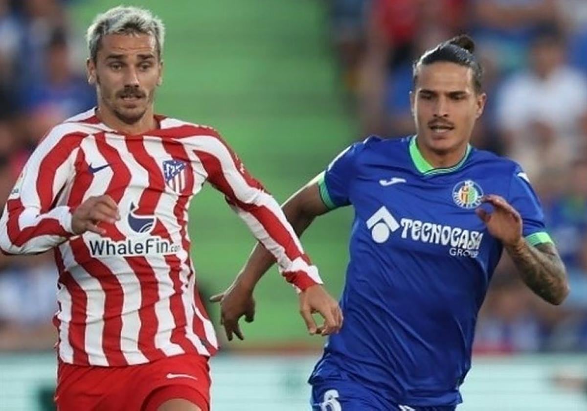 Seoane, en un partido con el Getafe, presiona a Griezmann.