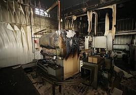 Estado en el que quedó la nave tras el fuego.