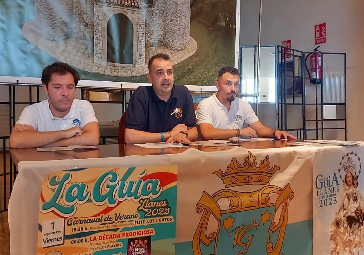 Javier Celorio, David Prada y Miguel Abad, en la presentación de las fiestas de la Virgen de la Guía.