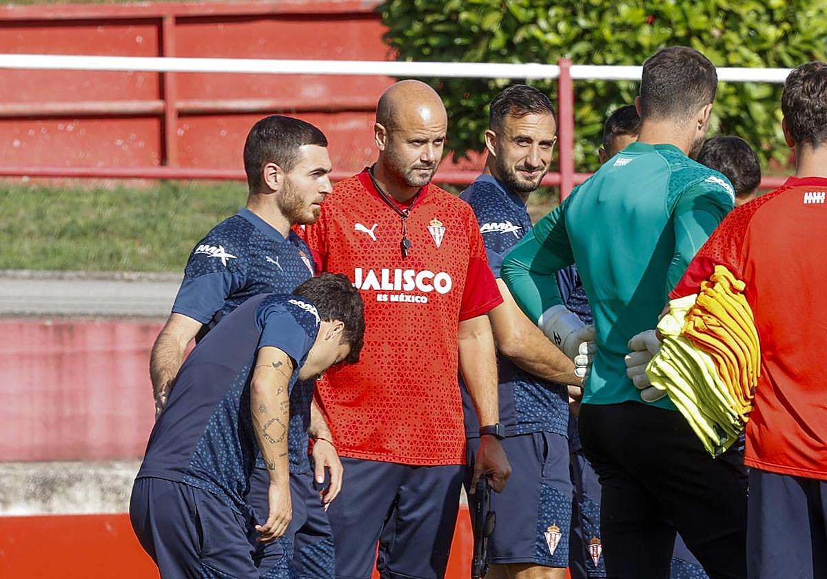 Miguel Ángel Ramírez, durante el entrenamiento de esta mañana.