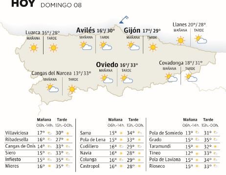 Mapa del tiempo en Asturias.