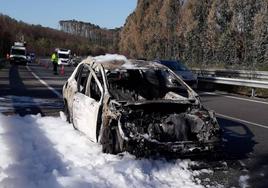 Estado en el que quedó el coche tras el incendio.