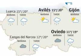 Mapa del tiempo en Asturias.