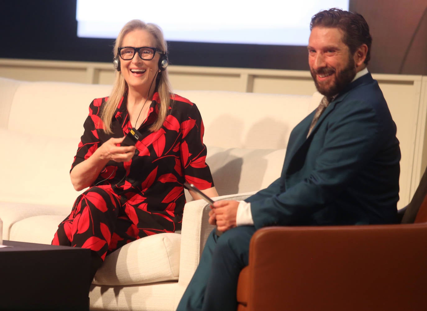 El encuentro de Meryl Streep con alumnos asturianos, en imágenes