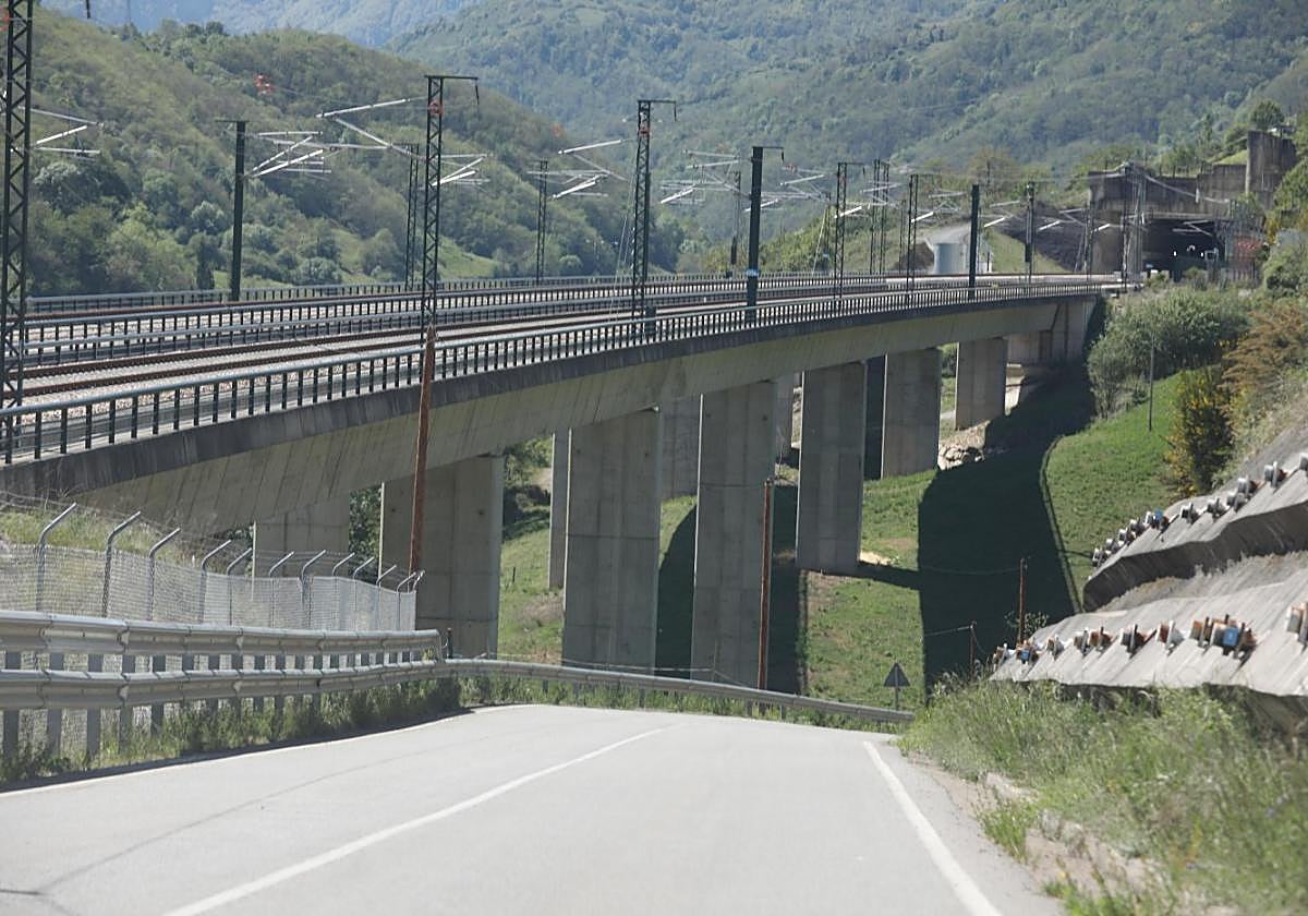Viaducto de la variante de Pajares en la zona de Campomanes.