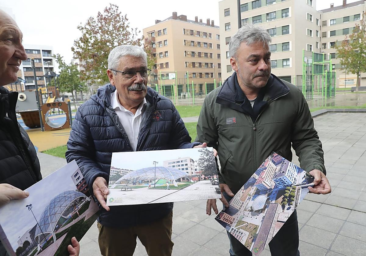 Floro y José Ramón Tuero, ayer, en el parque del Volcán.