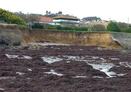 Bañugues, con una parte del terreno 'comido' por las mareas.