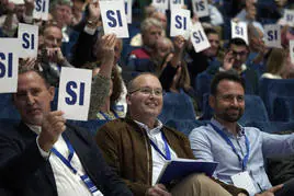 Miguel Tellado junto a Queipo, en el congreso de los populares de este sábado.