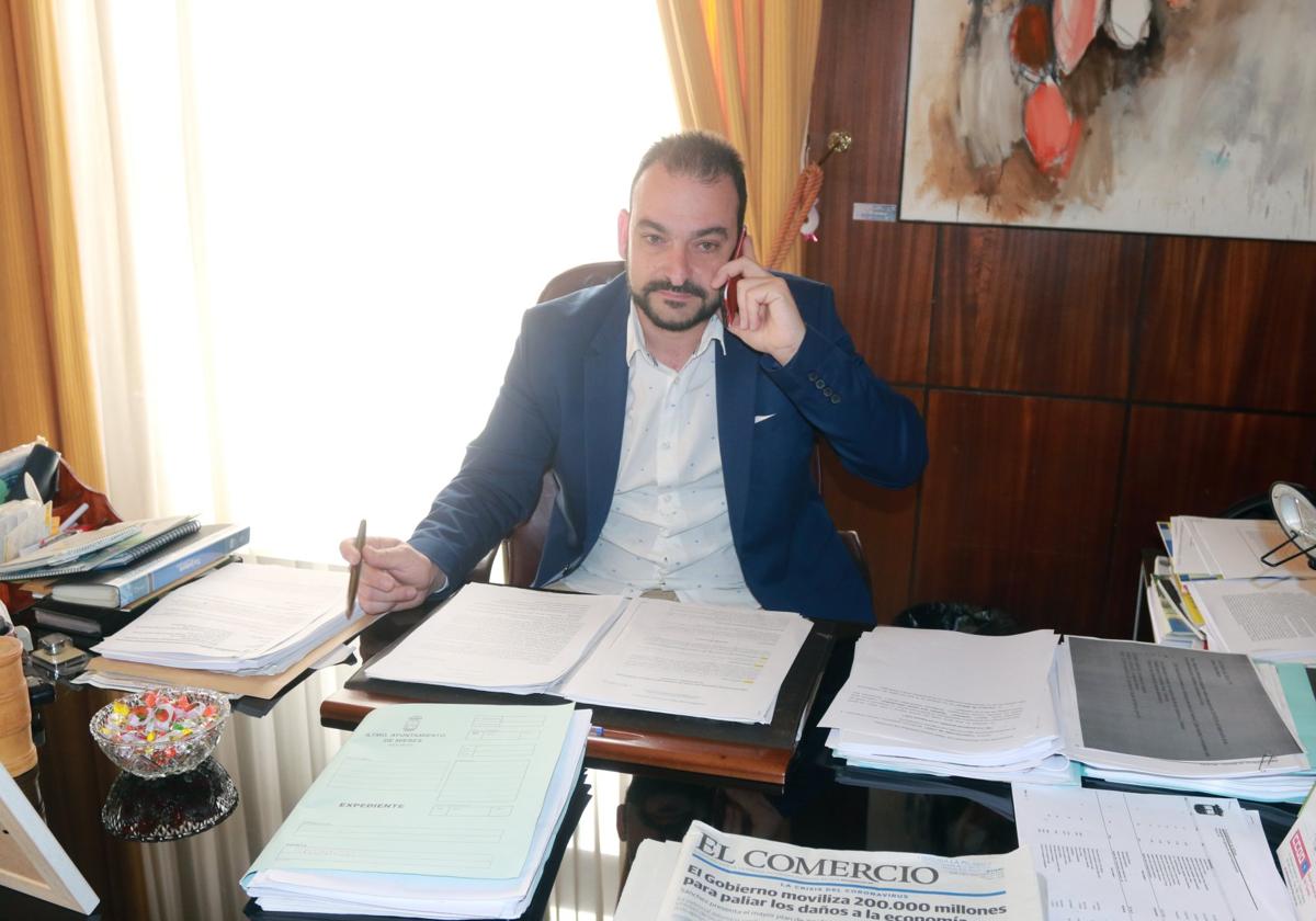 Manuel Ángel Álvarez, en el Ayuntamiento de Mieres.