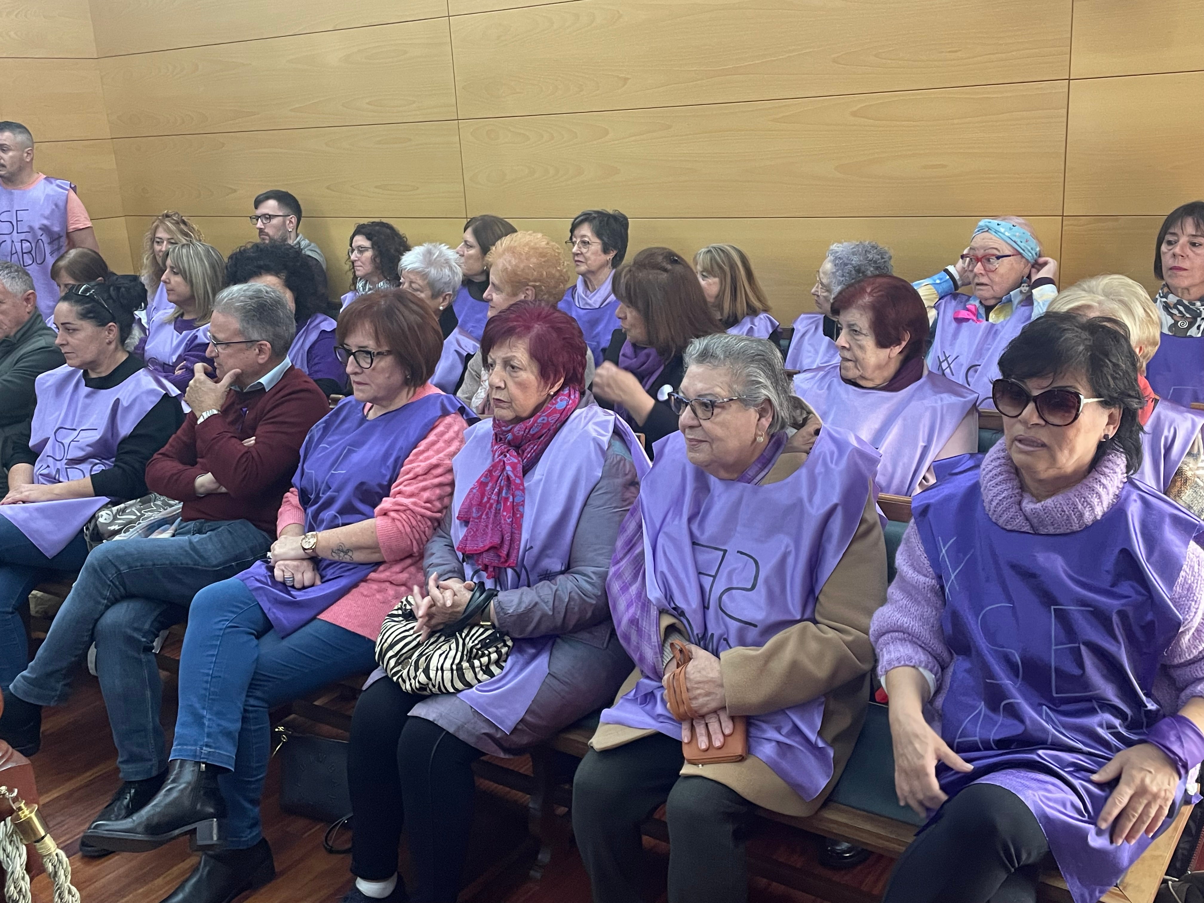 Integrantes del Consejo Municipal de la Mujer en Langreo, en el Pleno en el que se condenó la violencia