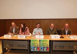 Tino Vaquero, Olaya Suárez, Javier Suárez Braña, Juan José Tielve y Jesús Martínez Salvador, al inicio del debate sobre el 'solarón'.