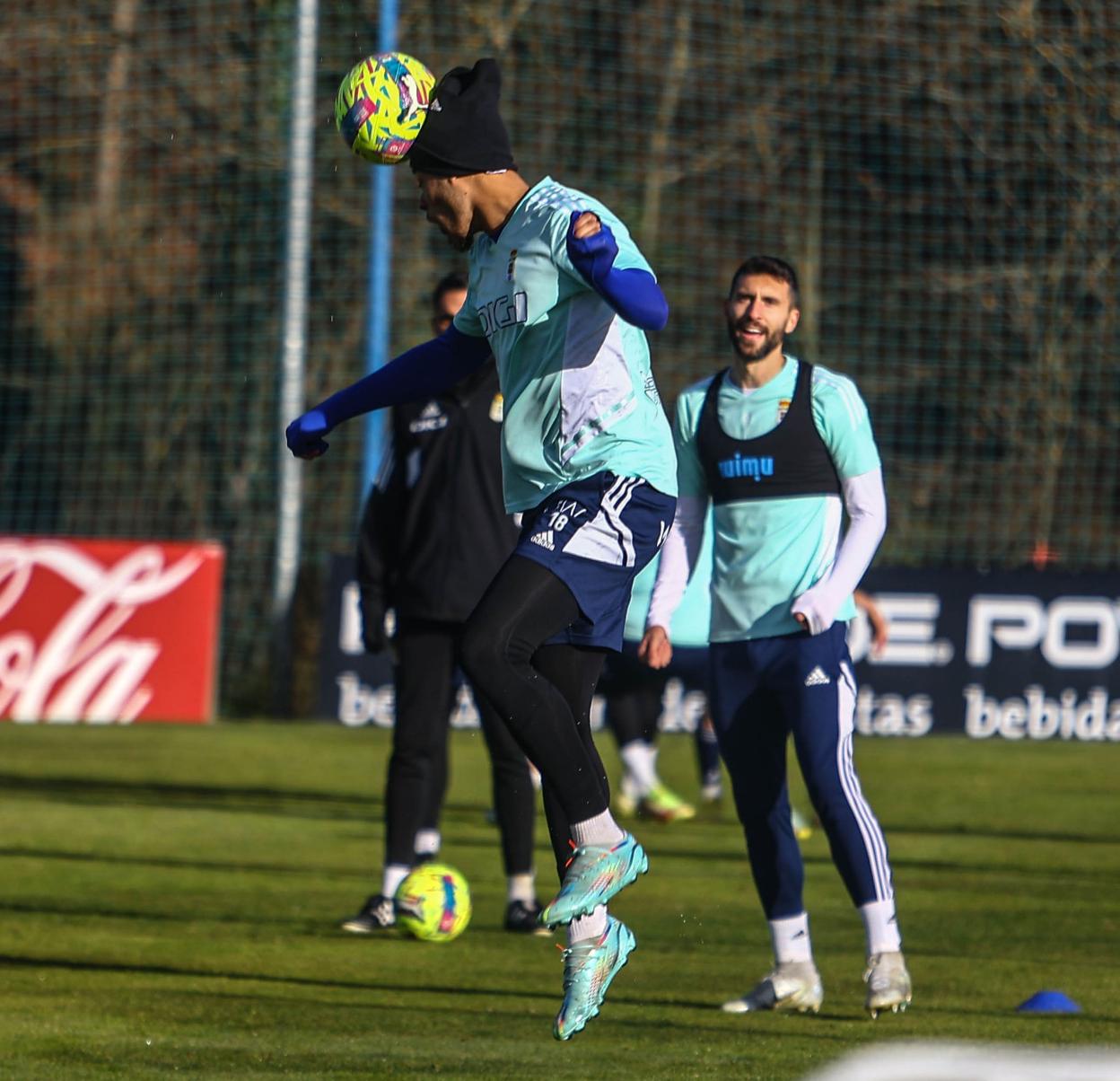 Koba Lein, en el entrenamiento de ayer, en El Requexón. 