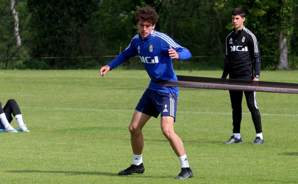 Sangalli, en una sesión de entrenamiento del Real Oviedo.