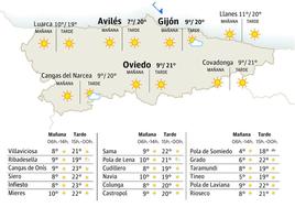 Mapa del tiempo en Asturias para este domingo, 28 de enero.