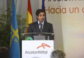 Aditya Mittal, en julio de 2021, en Gijón, durante la presentación del plan verde de Arcelor para sus plantas asturianas.
