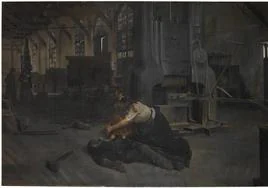 'Después de una huelga', de José Uría y Uría, óleo sobre lienzo de 1895 del Museo Nacional del Prado, en depósito en Asturias.