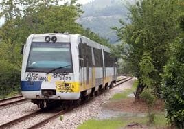 Un tren de Feve circula por una de las líneas que tiene en Asturias.