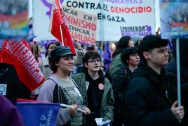 Algunos chicos estudiantes se movilizaron junto a sus compañeras este año para pedir igualdad de derechos.