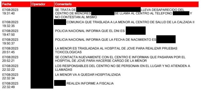 Informe de la Policía Local de Gijón el día de la presunta agresión.