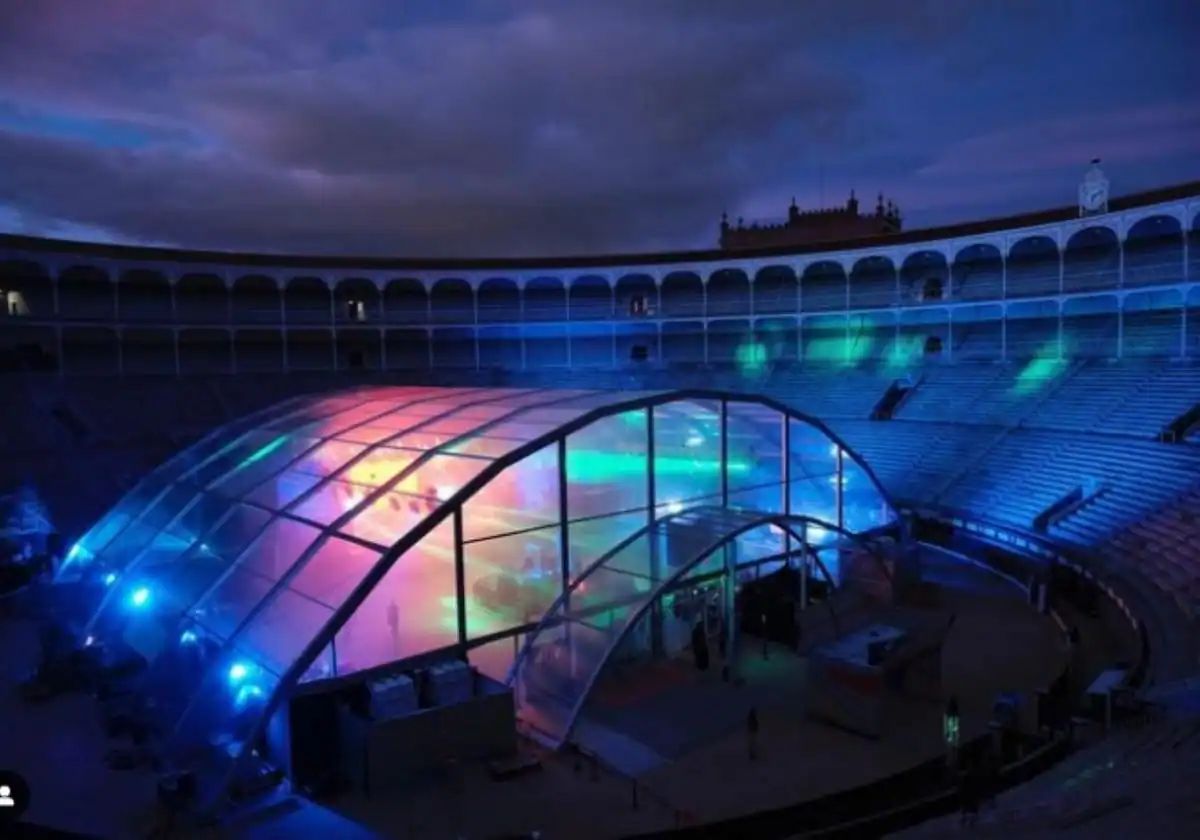 La cubierta que se colocará en la plaza de toros de Gijón