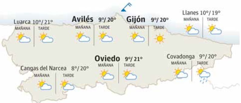 El tiempo que hará en Asturias este viernes 15 de marzo