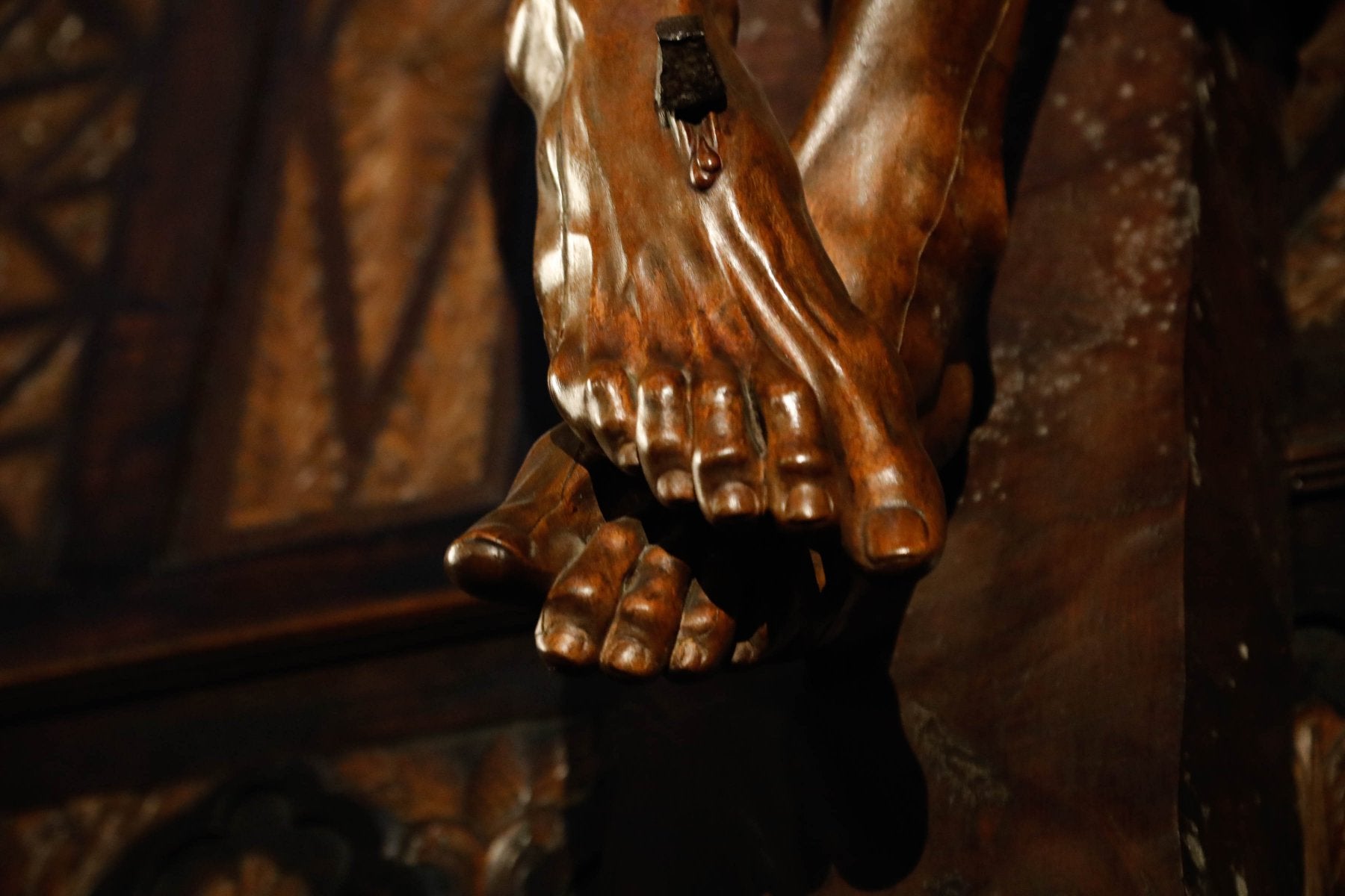 Detalle del Cristo de Blay, que se halla en la Iglesiona, en Gijón.