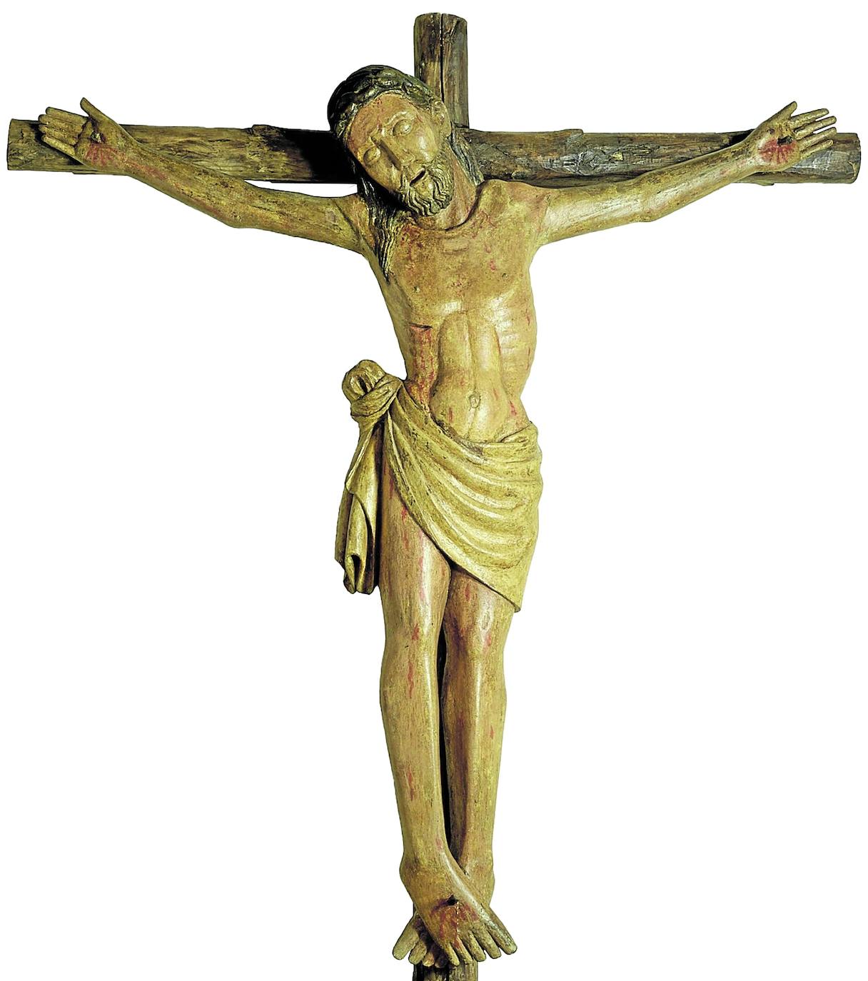 Talla de madera de Cristo crucificado de h. 1.400 que tiene en depósito el Museo de Bellas Artes de Asturias.